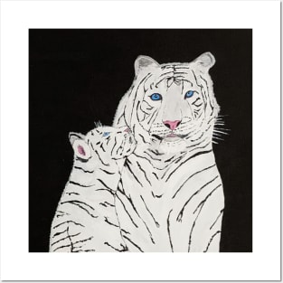 White Tiger And Cub Posters and Art